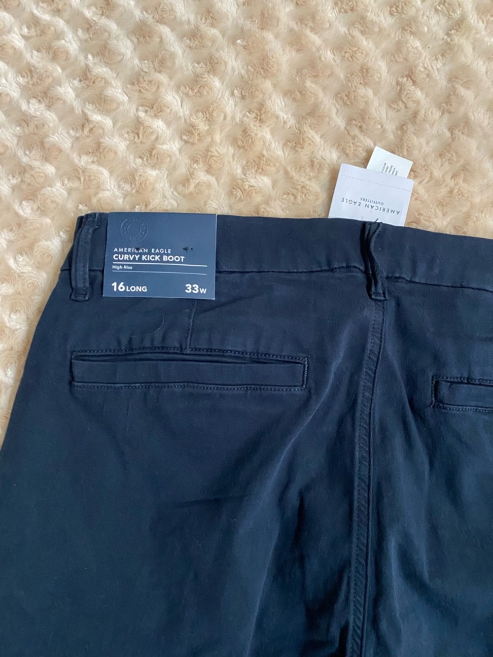 American Eagle Curvy Kick Boot High-Rise pants in a dark navy 33W 16 long New - Picture 7 of 9